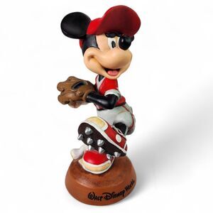 Walt Disney World Bobble Head Baseball Mickey Mouse on Round Base, 9"
